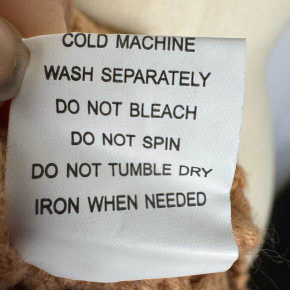 Böhme Chunky Cable Knit Sweater Boho Ruffle Shoulder 100% Cotton Tan Medium - Picture 6 of 7